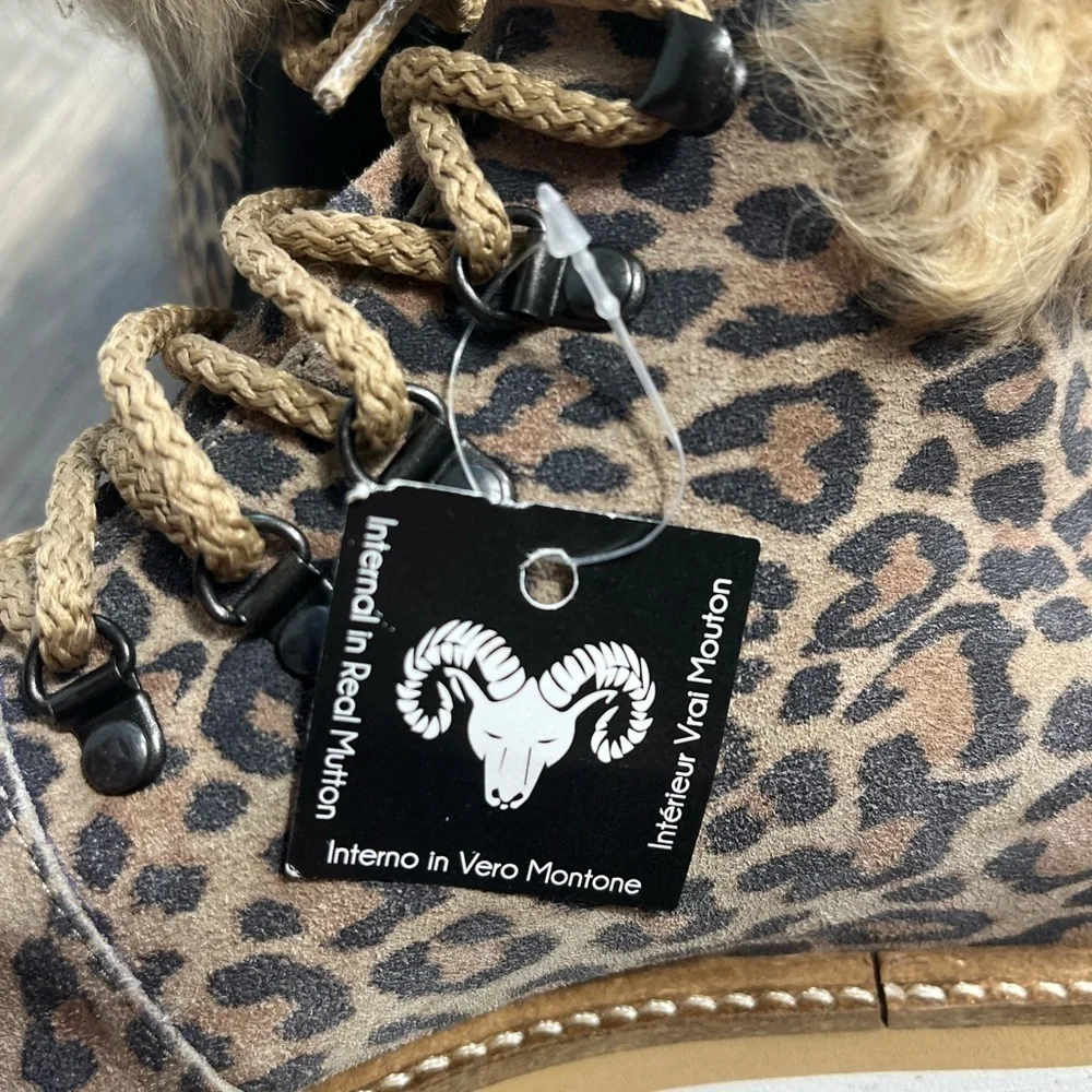 Montelliana 1965 Animal Print Mutton Sheep Hair Leather Boots